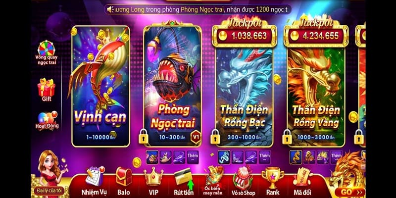 Các phòng săn cá trong game bắn cá Thần Rồng 